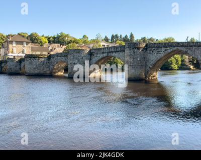 Saint-Martial Bridge over the Etienne river in Limoges, a vaulted arch bridge completed 1215 Stock Photo
