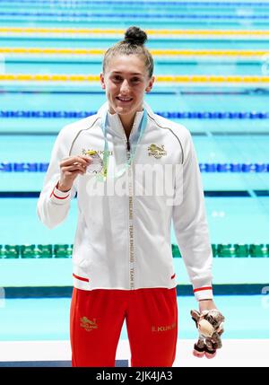 Great Britain's Imogen Clark celebrates after winning silver in the Women's  50 metres Breaststroke Final at Sandwell Aquatics Centre on day two of the  2022 Commonwealth Games in Birmingham. Picture date: Saturday