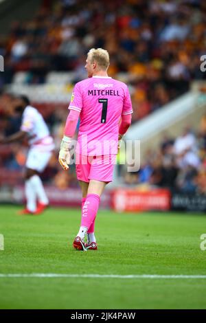 The University of Bradford Stadium, Bradford, England - 30th July 2022 Jonathan Mitchell Goalkeeper of Doncaster - during the game Bradford City v Doncaster Rovers, Sky Bet League Two,  2022/23, The University of Bradford Stadium, Bradford, England - 30th July 2022 Credit: Arthur Haigh/WhiteRosePhotos/Alamy Live News Stock Photo