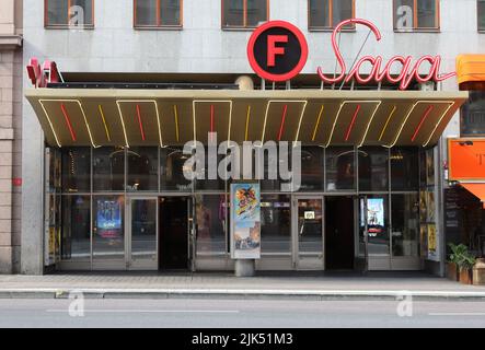 Stockholm, Sweden - July 29, 2022: The Saga movie theatre located on the Kungsgatan street. Stock Photo