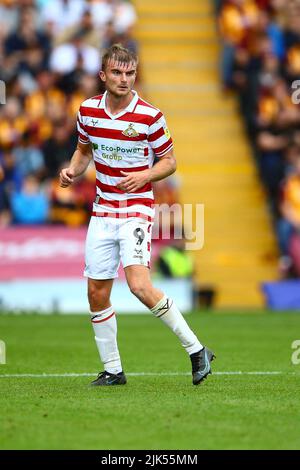 The University of Bradford Stadium, Bradford, England - 30th July 2022 George Miller (9) of Doncaster - during the game Bradford City v Doncaster Rovers, Sky Bet League Two,  2022/23, The University of Bradford Stadium, Bradford, England - 30th July 2022 Credit: Arthur Haigh/WhiteRosePhotos/Alamy Live News Stock Photo