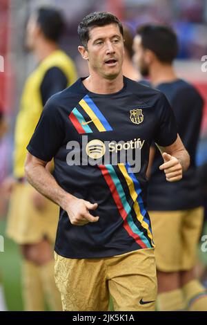 July 30, 2022, Harrison, New Jersey, USA: FC Barcelona forward ROBERT  LEWANDOWSKI (12) in action at Red Bull Arena in Harrison New Jersey FC  Barcelona defeats New York 2 to 0 (Credit