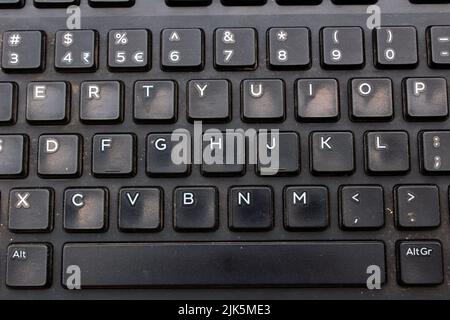 BLACK COLOR COMPUTER KEYBORDS WITH LETTERS Stock Photo