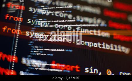 WWW programming. Web programming functions on laptop on laptop. IT business. Python code computer screen. Mobile application design Concept. Stock Photo