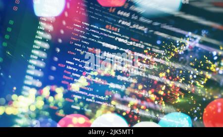 WWW programming. Web programming functions on laptop on laptop. IT business. Python code computer screen. Mobile application design Concept. Stock Photo