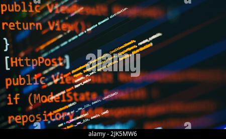Project managers work new idea. WWW software development. Mobile app developer. Innovative startup project. Website programming code. IT business. Stock Photo