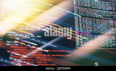 Project managers work new idea. WWW software development. Mobile app developer. Innovative startup project. Website programming code. IT business. Stock Photo