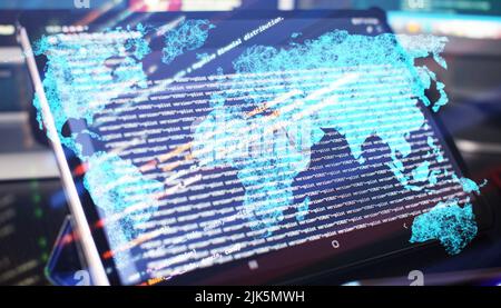 WWW programming. Web programming functions on laptop on laptop. IT business. Python code computer screen. Mobile application design Concept. Stock Photo