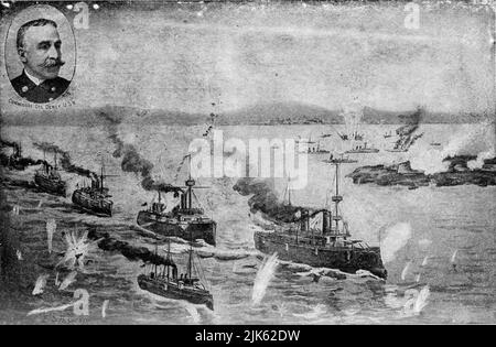 The Battle of Manila, sometimes called the Mock Battle of Manila,[1] was a land engagement which took place in Manila on August 13, 1898, at the end of the Spanish–American War, four months after the decisive victory by Commodore Dewey's Asiatic Squadron at the Battle of Manila Bay. (Wikipedia) Published early 1900s. Stock Photo