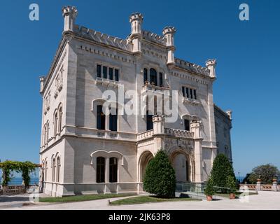 Castello di Miramare Castle Exterior Facade in Grignano Italy Stock Photo