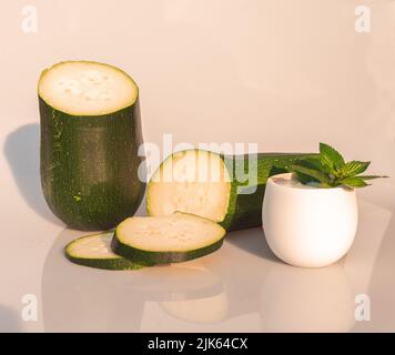 zucchini cut into halves Stock Photo