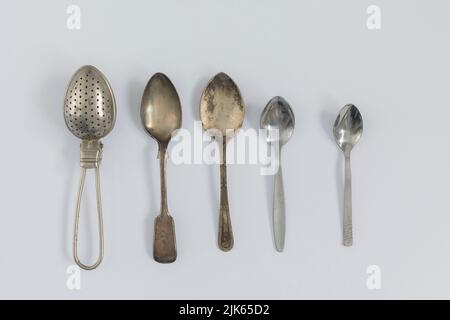 Vintage Tea Spoons isolated on a white background Stock Photo