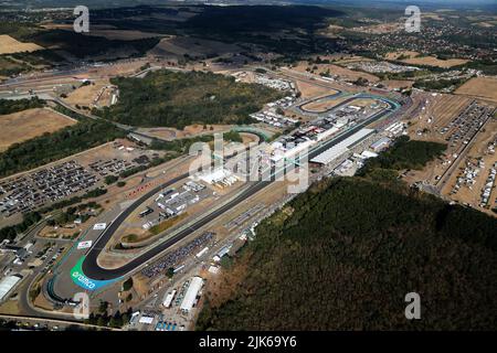 Budapest, Hungary. 31st July, 2022. An aerial view of the circuit. 31.07.2022. Formula 1 World Championship, Rd 13, Hungarian Grand Prix, Budapest, Hungary, Race Day. Photo credit should read: XPB/Press Association Images. Credit: XPB Images Ltd/Alamy Live News Stock Photo