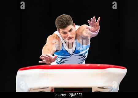 BIRMINGHAM, United Kingdom. 31st July, 2022. Frank Baines competes in Artistic Gymnastics - Men's All-Around - Final of Birmingham 2022 - Commonwealth Games at Birmingham Arena on Sunday, July 31, 2022 in BIRMINGHAM, UNITED KINGDOM. Credit: Taka Wu/Alamy Live News Stock Photo