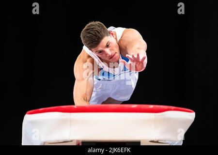 BIRMINGHAM, United Kingdom. 31st July, 2022. Frank Baines competes in Artistic Gymnastics - Men's All-Around - Final of Birmingham 2022 - Commonwealth Games at Birmingham Arena on Sunday, July 31, 2022 in BIRMINGHAM, UNITED KINGDOM. Credit: Taka Wu/Alamy Live News Stock Photo