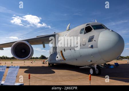 Japanese Air Self Defence Force - Kawasaki C-2 military transport aircraft on static display at the Royal International Air Tattoo 2022 Stock Photo