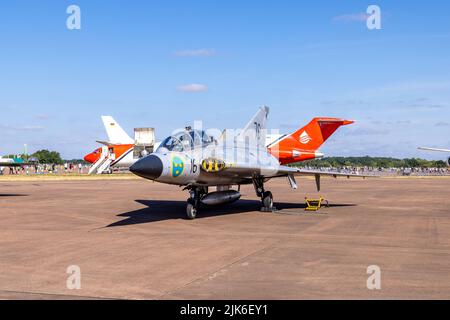 Swedish Air Force Historic Flight - SAAB Sk35C Draken on static display at the Royal International Air Tattoo 2022 Stock Photo