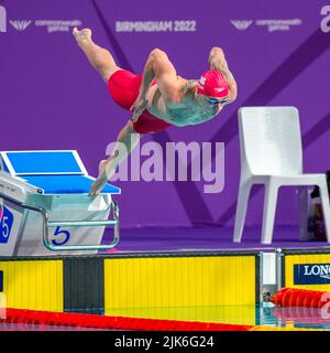 Jacob Thomas Taylor PETERS dives in for the start of the during the Men's 50m Butterfly Semi-Final 1 at Sandwell Aquatics Centre, Smethwick, England on the 29 July 2022. Photo by David Horn. Stock Photo