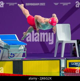 Jacob Thomas Taylor PETERS dives in for the start of the during the Men's 50m Butterfly Semi-Final 1 at Sandwell Aquatics Centre, Smethwick, England on the 29 July 2022. Photo by David Horn. Stock Photo