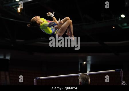 Utah, USA. 30th July, 2022. July 30, 2022: Brooke Pierson from WOGA competes during the 2022 U.S. Classic Senior Women at the Maverick Center in West Valley City, UT. Melissa J. Perenson/CSM Credit: Cal Sport Media/Alamy Live News Stock Photo