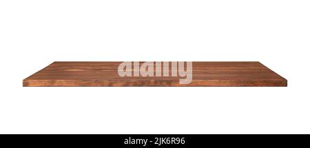 Long dark-brown table top isolated on white Stock Photo