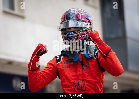 Budapest, Hungary. 31st July, 2022. SMOLYAR Alexander (and), MP Motorsport, Dallara F3, portrait during the 6th round of the 2022 FIA Formula 3 Championship, from July 28 to 31, 2022 on the Hungaroring, in Mogyorod, Hungary - Photo Sebastiaan Rozendaal / Dutch Photo Agency / DPPI Credit: DPPI Media/Alamy Live News Stock Photo