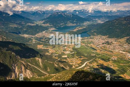 Landscape from Pizzo di Levico on Caldonazzo and Levico lakes Valsugana Trentino Alto Adige - Italy- Panoramic view Cima Vezzena. Nord-west landscape Stock Photo