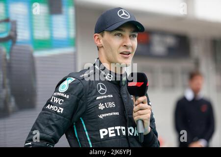 Magyorod, Hungary. July 31th 2022. Formula 1 Hungarian Grand Prix at Hungaroring, Hungary. Pictured:    George Russell (GBR) of Mercedes finished third  © Piotr Zajac/Alamy Live News Stock Photo