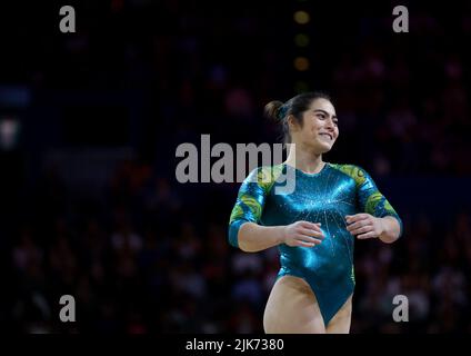 Australia S Georgia Godwin Reacts After Winning The Women S All Round   Commonwealth Games Gymnastics Womens All Around Final Arena Birmingham Birmingham Britain July 31 2022 Australias Georgia Godwin Reacts After Her Floor Exercise Reutershannah Mckay 2jk7380 