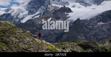 Trekking in National Parc des Écrins in France. Stock Photo