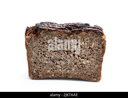 Sliced  Rye bread with seeds isolated on white Stock Photo