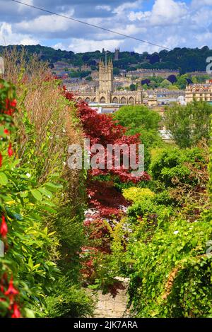 Traditional houses at Bathwick Hill in Bath-the largest city in the county of Somerset, England, known for and named after its Roman-built baths Stock Photo