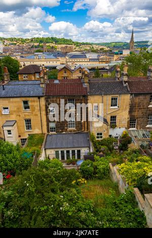 Traditional houses at Bathwick Hill in Bath-the largest city in the county of Somerset, England, known for and named after its Roman-built baths Stock Photo