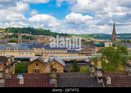 Traditional houses at Bathwick Hill in Bath-the largest city in the county of Somerset, England, known for and named after its Roman-built baths Stock Photo