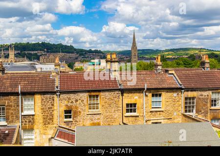 Traditional houses at Bathwick Hill in Bath-the largest city in the county of Somerset, England, known for and named after its Roman-built baths Stock Photo