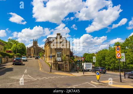 Traditional houses at Bathwick Hill in Bath-the largest city in the county of Somerset, England, known for and named after its Roman-built baths Stock Photo