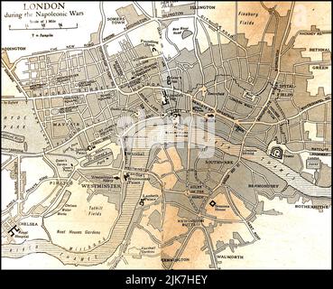 An old map showing the City of London in late Tudor & early Stuart time ...