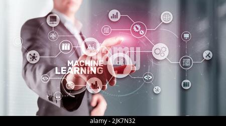 Machine Learning Modern Computer Technologies concept. Artificial intelligence AI Stock Photo