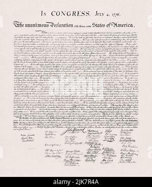 Declaration of Independence. An 1823 Stone facsimile of the 1776 United ...