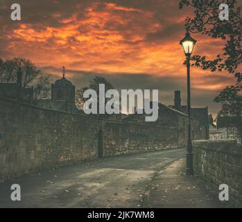 St Cuthbert's Church in the City of Carlisle pictured on a moody morning from West Walls. Stock Photo