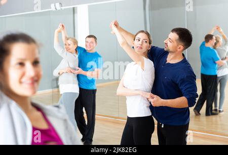 Adults learning to dance kizomba Stock Photo