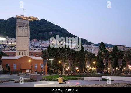 Salerno, the Modern Piazza delle Libertà and the Crescent Palace along the coast of Salerno, Italy. Stock Photo