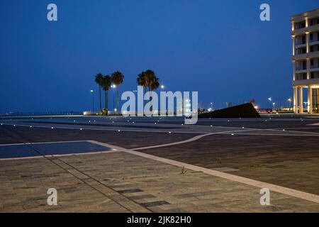 Salerno, the Modern Piazza delle Libertà and the Crescent Palace along the coast of Salerno, Italy. Stock Photo