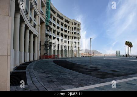 Salerno, the Modern Piazza delle Libertà and the Crescent Palace along the coast of Salerno, Italy. Stock Photo