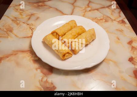 Delicious Chinese dish known as egg rolls Stock Photo