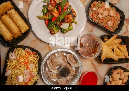 Delicious and traditional assorted Chinese cuisine foods Stock Photo