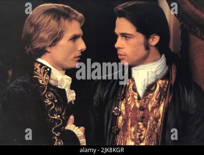 Tom Cruise & Brad Pitt Film: Interview With The Vampire: The Vampire Chronicles (USA 1994) Characters: Lestat de Lioncourt & Louis de Pointe du Lac  Director: Neil Jordan 11 November 1994   **WARNING** This Photograph is for editorial use only and is the copyright of WARNER BROS. and/or the Photographer assigned by the Film or Production Company and can only be reproduced by publications in conjunction with the promotion of the above Film. A Mandatory Credit To WARNER BROS. is required. The Photographer should also be credited when known. No commercial use can be granted without written author Stock Photo