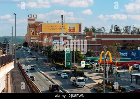 Brisbane, Australia - Famous XXXX brewery building illuminated at