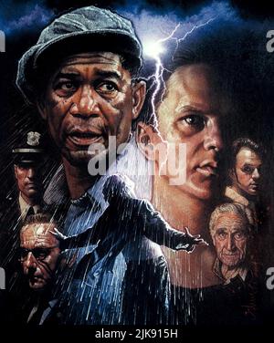 Clancy Brown, Bob Gunton, Morgan Freeman, Tim Robbins, James Whitmore & Gil Bellows Film: The Shawshank Redemption (USA 1994) Characters: Captain Hadley, Warden Norton, Ellis Boyd 'Red' Redding, Andy Dufresne, Tommy, Brooks Hatlen  / Literaturverfilmung Nach Der Novelle 'Frühlingserwachen: Pin-Up' (Based On The Novella 'Rita Hayworth And Shawshank Redemption' By Stephen King) Director: Frank Darabont 10 September 1994   **WARNING** This Photograph is for editorial use only and is the copyright of COLUMBIA and/or the Photographer assigned by the Film or Production Company and can only be reprod Stock Photo