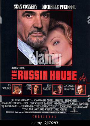 Sean Connery, Michelle Pfeiffer, Roy Scheider, James Fox, John Mahoney & Klaus Maira Brandauer Poster Film: The Russia House (USA 1990) Characters: Bartholomew 'Barley' Scott Blair, Katya Orlova  Director: Fred Schepisi 21 December 1990   **WARNING** This Photograph is for editorial use only and is the copyright of MGM and/or the Photographer assigned by the Film or Production Company and can only be reproduced by publications in conjunction with the promotion of the above Film. A Mandatory Credit To MGM is required. The Photographer should also be credited when known. No commercial use can be Stock Photo